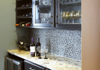 Black Oil Mosaic Tile Backsplash
